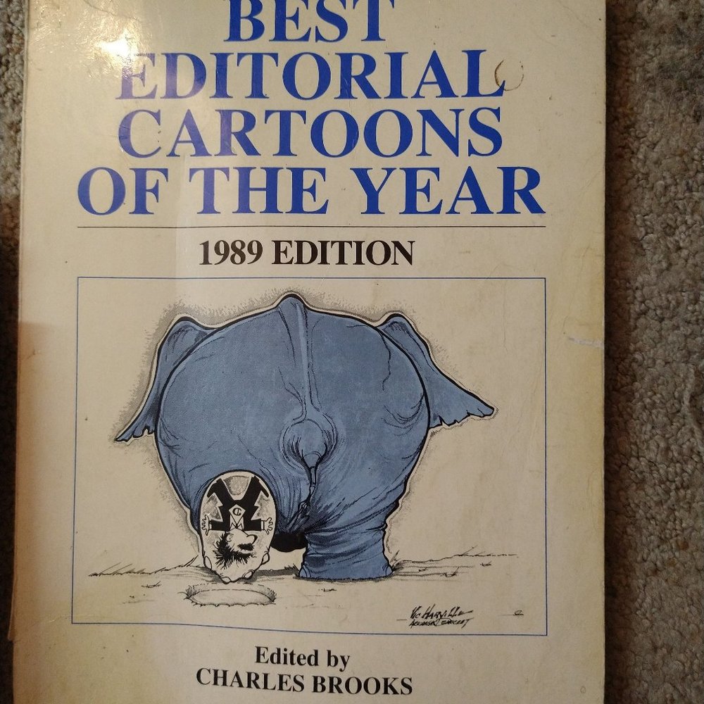 Best Editorial Cartoons of Year 1989 Charles Brooks paperback vintage politics
